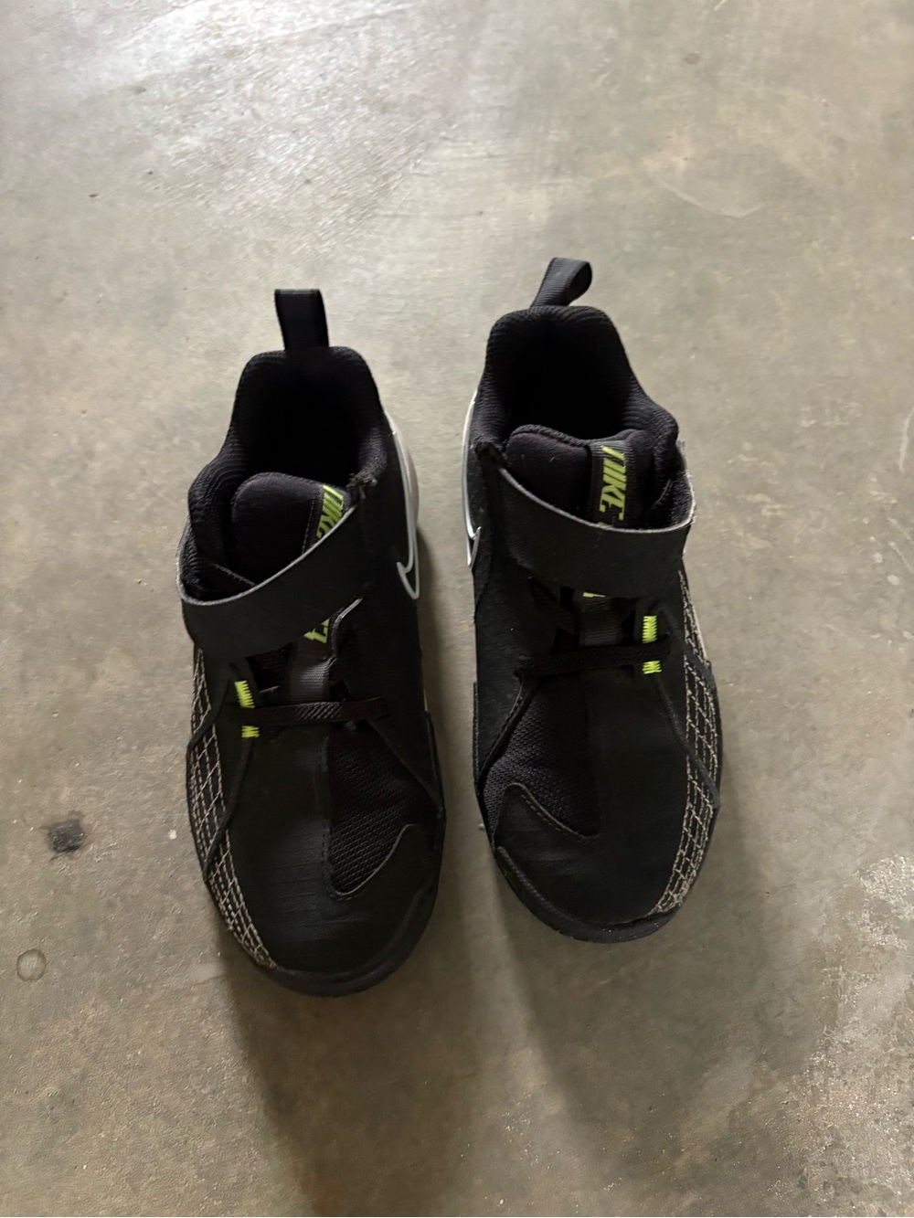 Nike Kids Black Sneakers with Neon Green Accents
